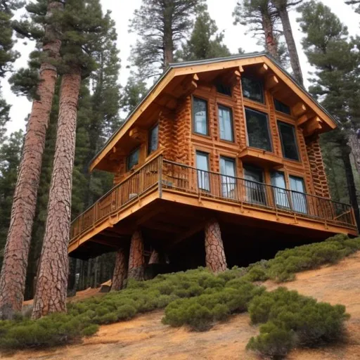 Prompt: penthouse made out of a pine tree