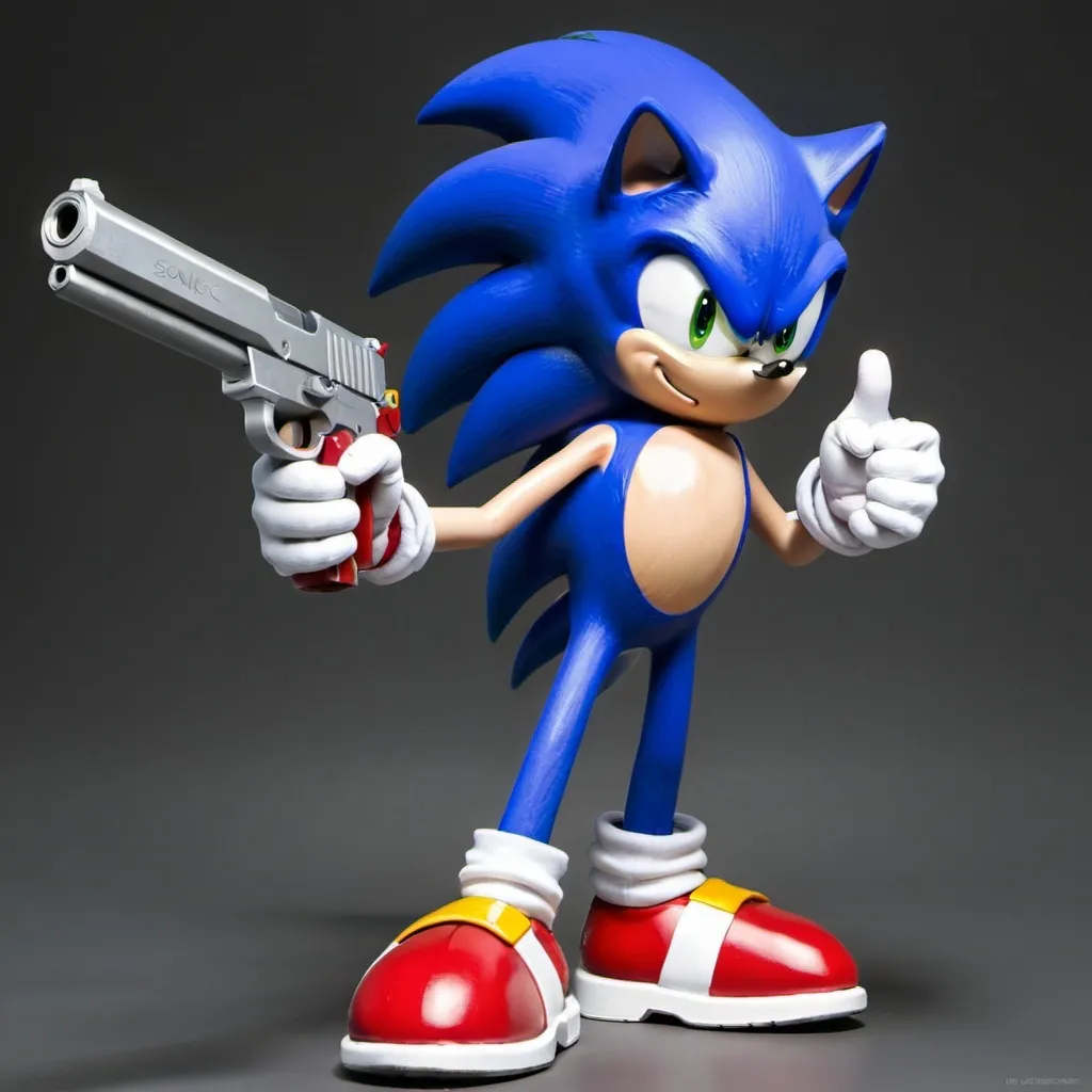 Prompt: Sonic with gun