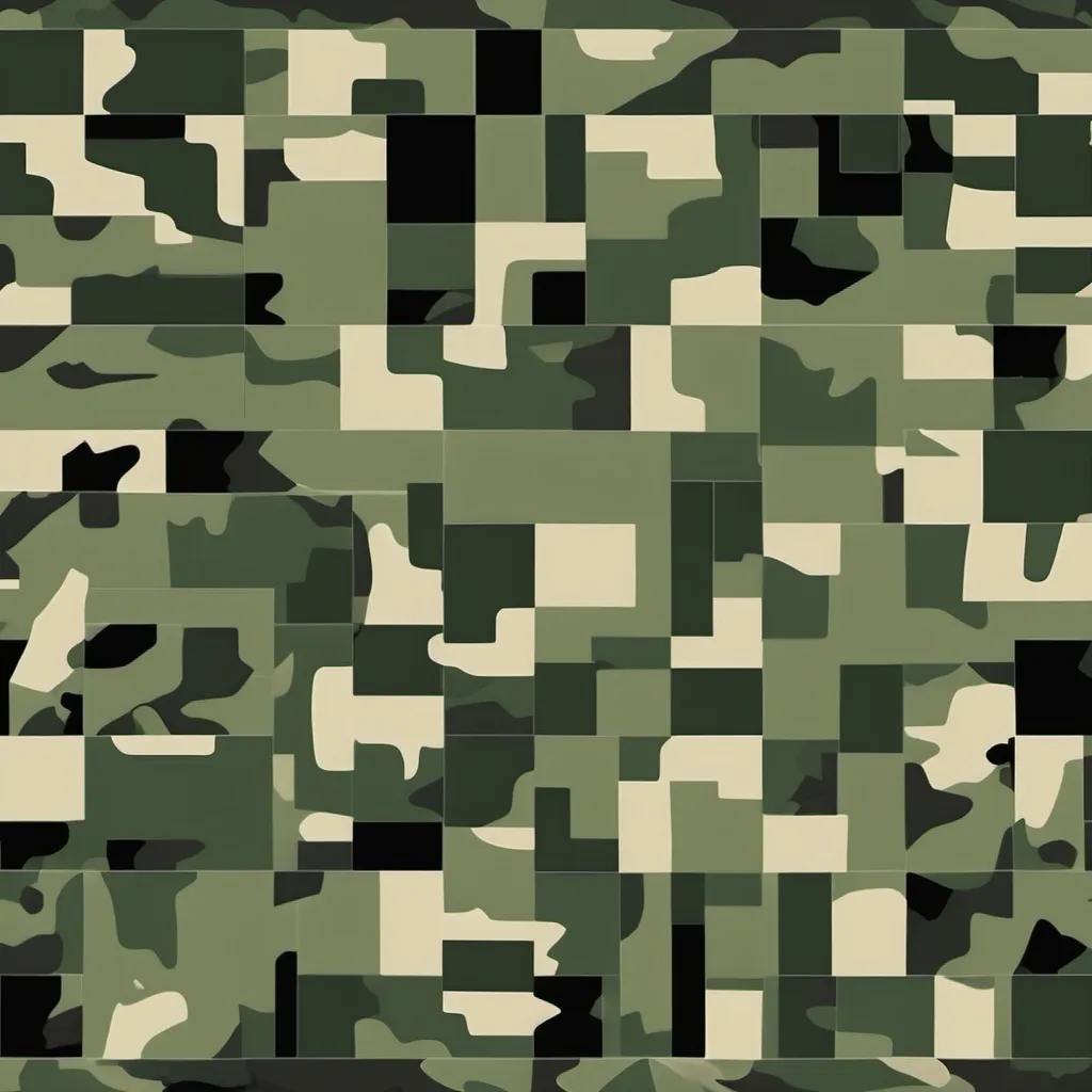 Prompt: Camo with small green black gray boxes, make it uniform, make the colors appear natural colors
add some light green

