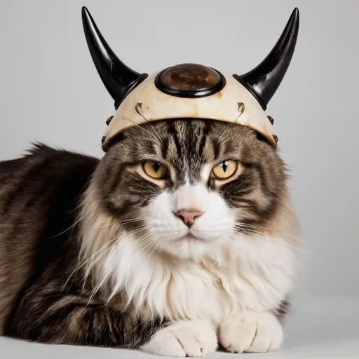 Prompt: Cat with buffalo horn headress