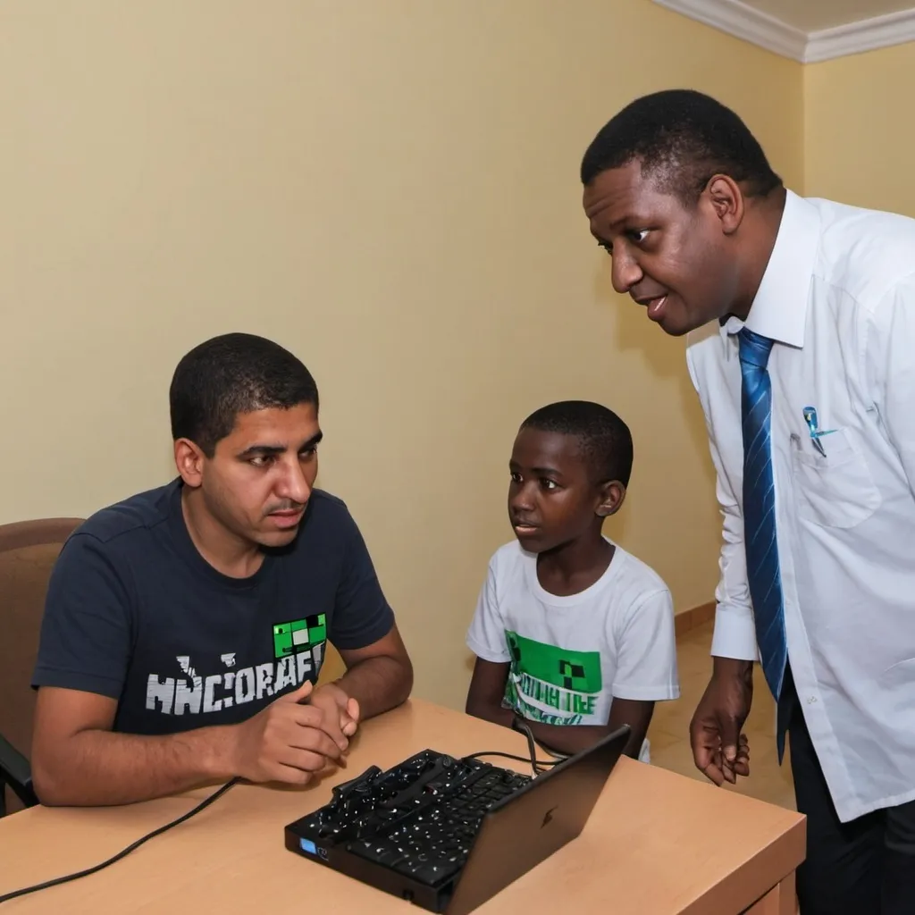 Prompt: Al Sayed Abdualkarim playing Minecraft with Patrick Lungu