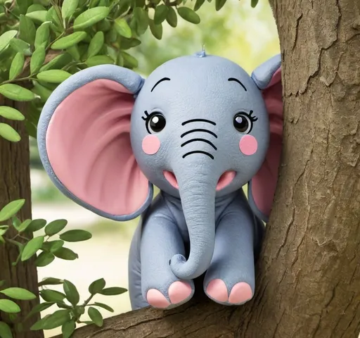 Prompt: Make believe Elephant in a tree hiding