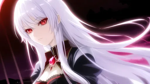 Prompt: (anime vampire girl), long white hair, red crystal eye, small chest, castle setting, super detailed, highly intricate, cinematic masterpiece, vibrant red tones and cool hues, magical atmosphere, ethereal lighting, ultra-detailed, high resolution, 4K, vibrant colors, dynamic composition, dramatic shadows, enchanted elements, glowing accents, mystical background, striking contrasts, sharp focus, fantasy landscape.