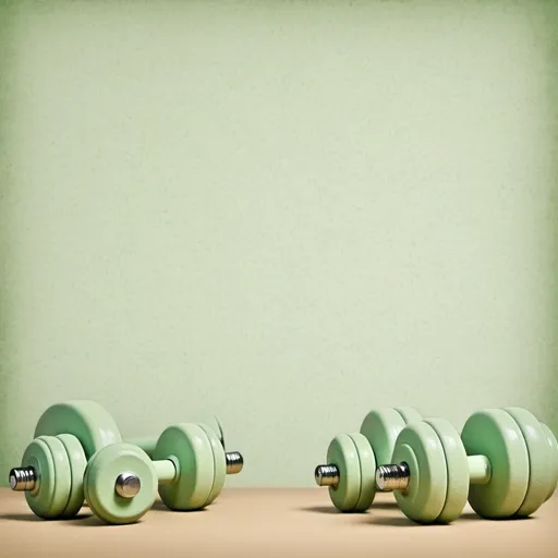 Prompt: a calming wallpaper, light green in color, with clipart art style dumbells, on a paper texture