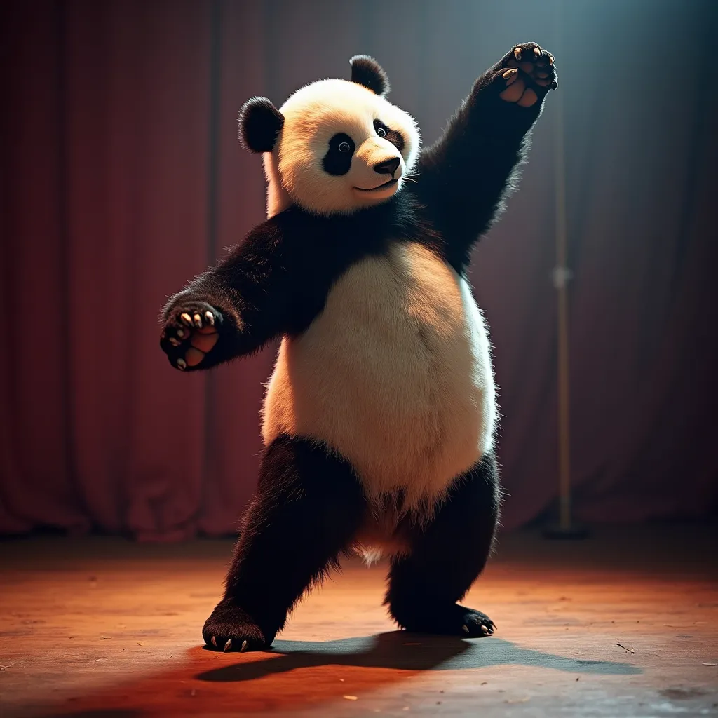 Prompt: panda dance on the stage