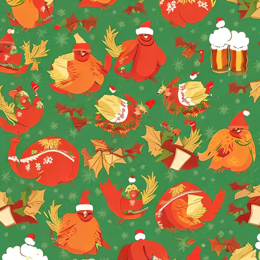 Prompt: beer can for a thanksgiving party with ugly Christmas sweaters. include some small turkeys. make the image printable in vector format