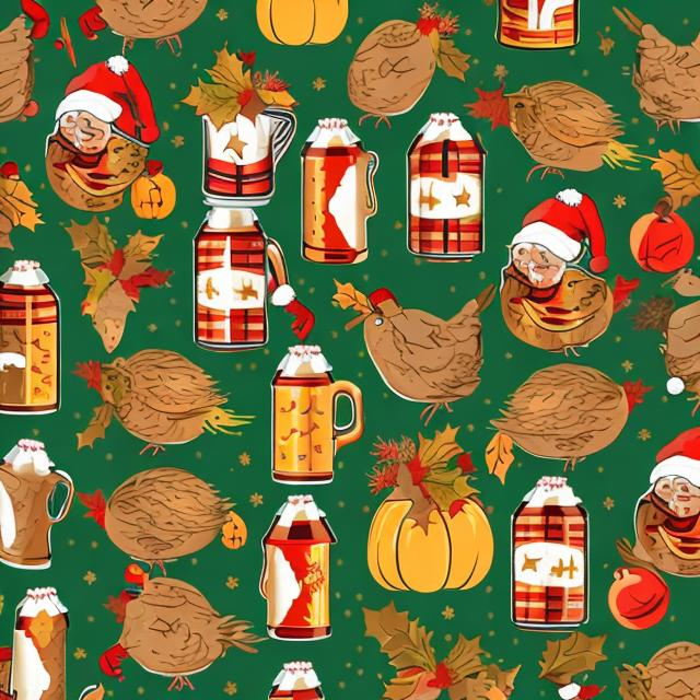 Prompt: beer can for a thanksgiving party with ugly Christmas sweaters. include some small turkeys. make the image printable in vector format