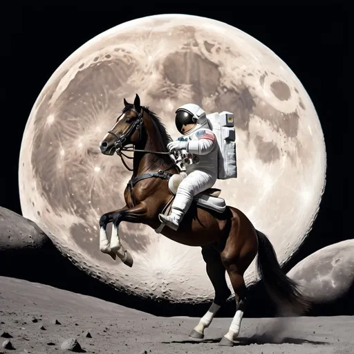 Prompt: astronaut ridding horse moon
