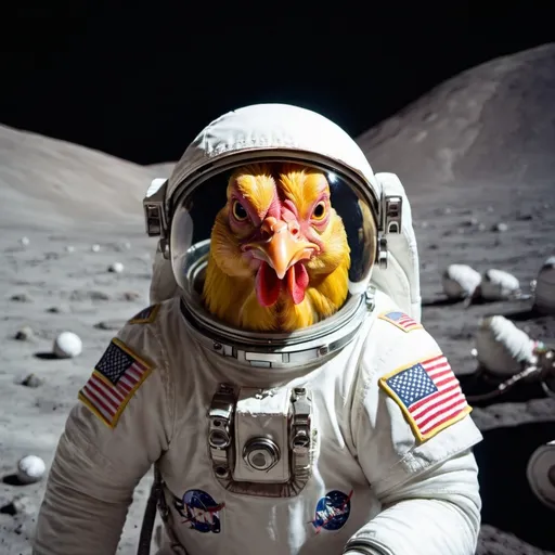 Prompt: astronaut chicken moon
