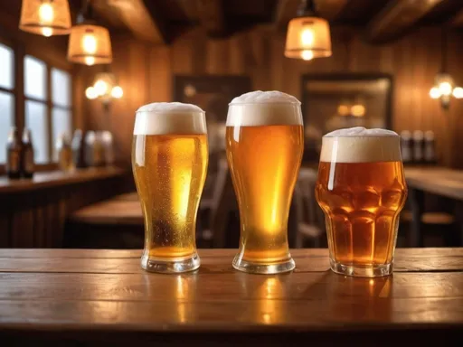 Prompt: 3 beers in the glass