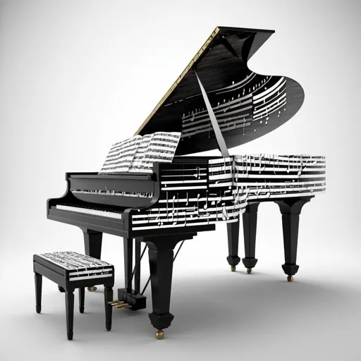 Prompt: piano made of music notes