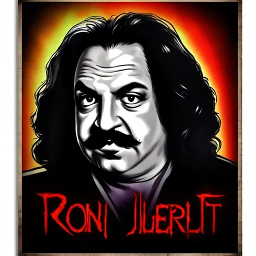 Prompt: Ron Jeremy  black light poster

