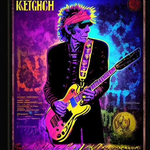 Prompt: keith richards black light poster 

