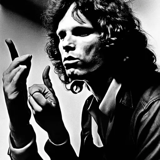 Prompt: Jim morrison of the doors blowing a kiss