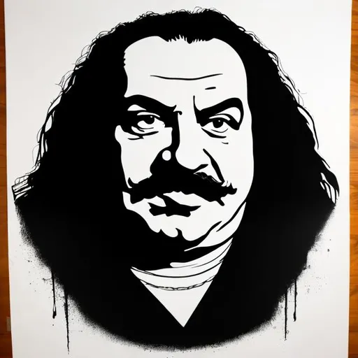 Prompt: Ron Jeremy  black light poster

