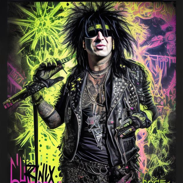 Prompt: Nikki Sixx blacklight poster

