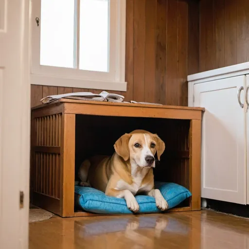 Prompt: 
A dog inside his house