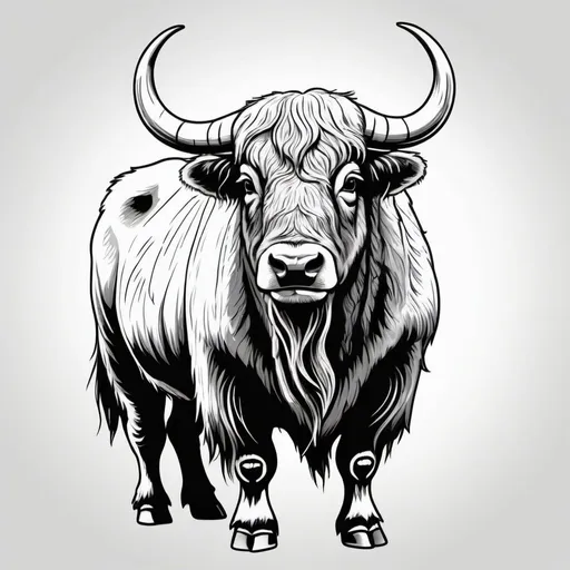 Prompt: create super artistic line art illustration of an yak with full body 
