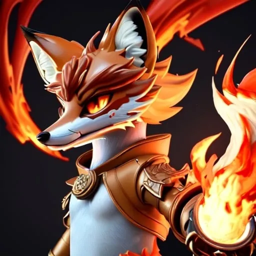 Prompt: A fox with fire