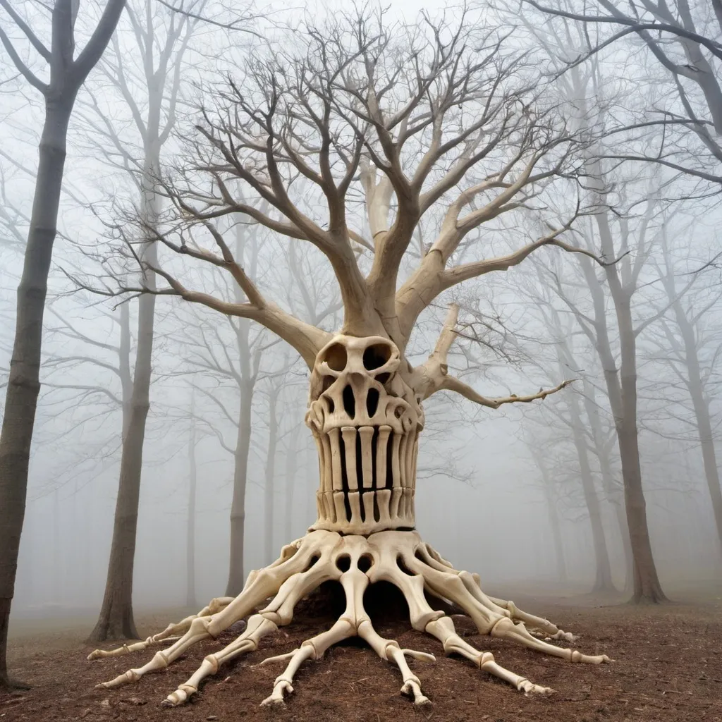 Prompt: a tree made out of skeleton