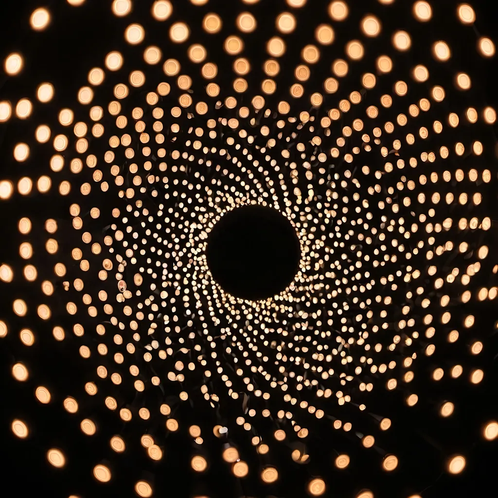 Prompt: Thousands of out of focus circular lights on a black background
