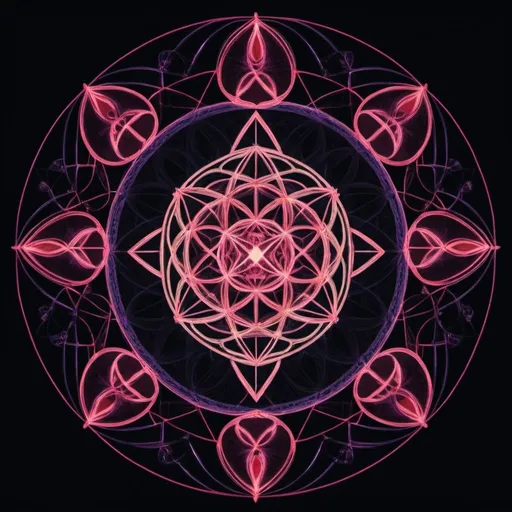 Prompt: sacred geometry made of hearts
