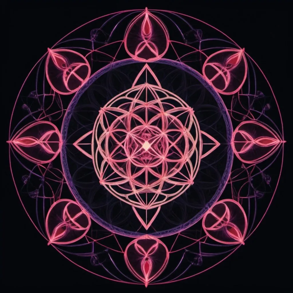 Prompt: sacred geometry made of hearts
