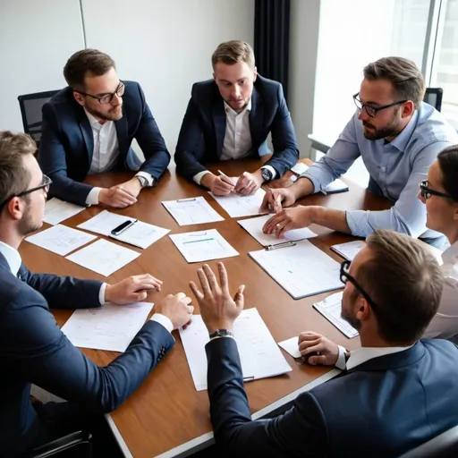 Prompt: teamwork photo from an internal meeting  