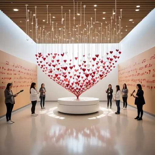 Prompt: An artistic installation that translates the heartbeats of visitors and patients into a musical symphony, symbolizing the heartbeat of care and the rhythm of love.

