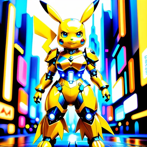 Prompt: Science Fiction, Fantasy, Mecha, Humanoid, Anthropomorphic Female Pikachu