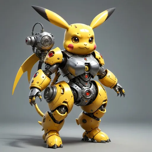 Prompt: Science Fiction, Fantasy, Mecha, Humanoid, Anthropomorphic Female Pikachu Squeezels