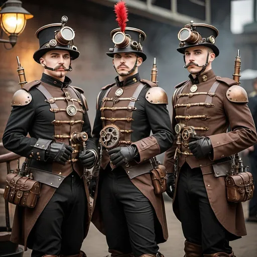 Prompt: steampunk style soldiers