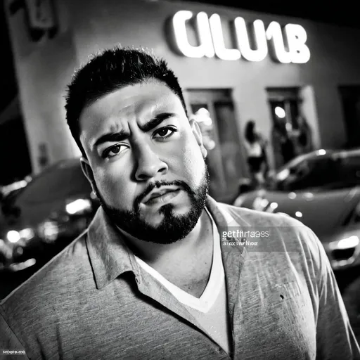 Prompt: Man standing outside Miami club with nice car and women 