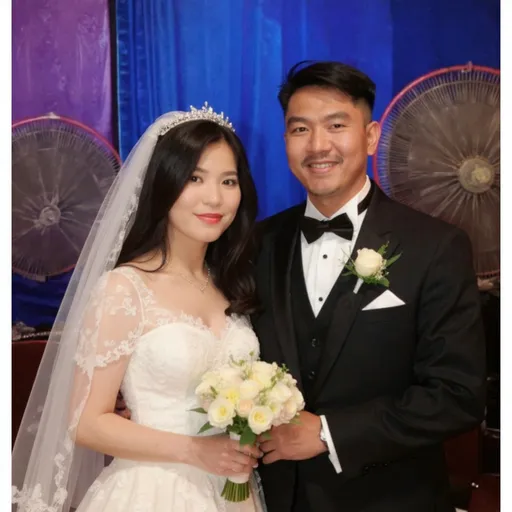 Prompt: Menjadi foto pernikah yang baru selesai akad nikah