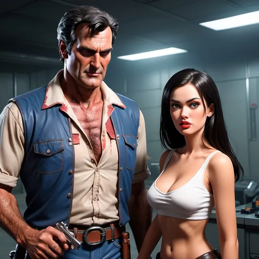 Prompt: ASH WILLIAMS WITH A HOT GIRL