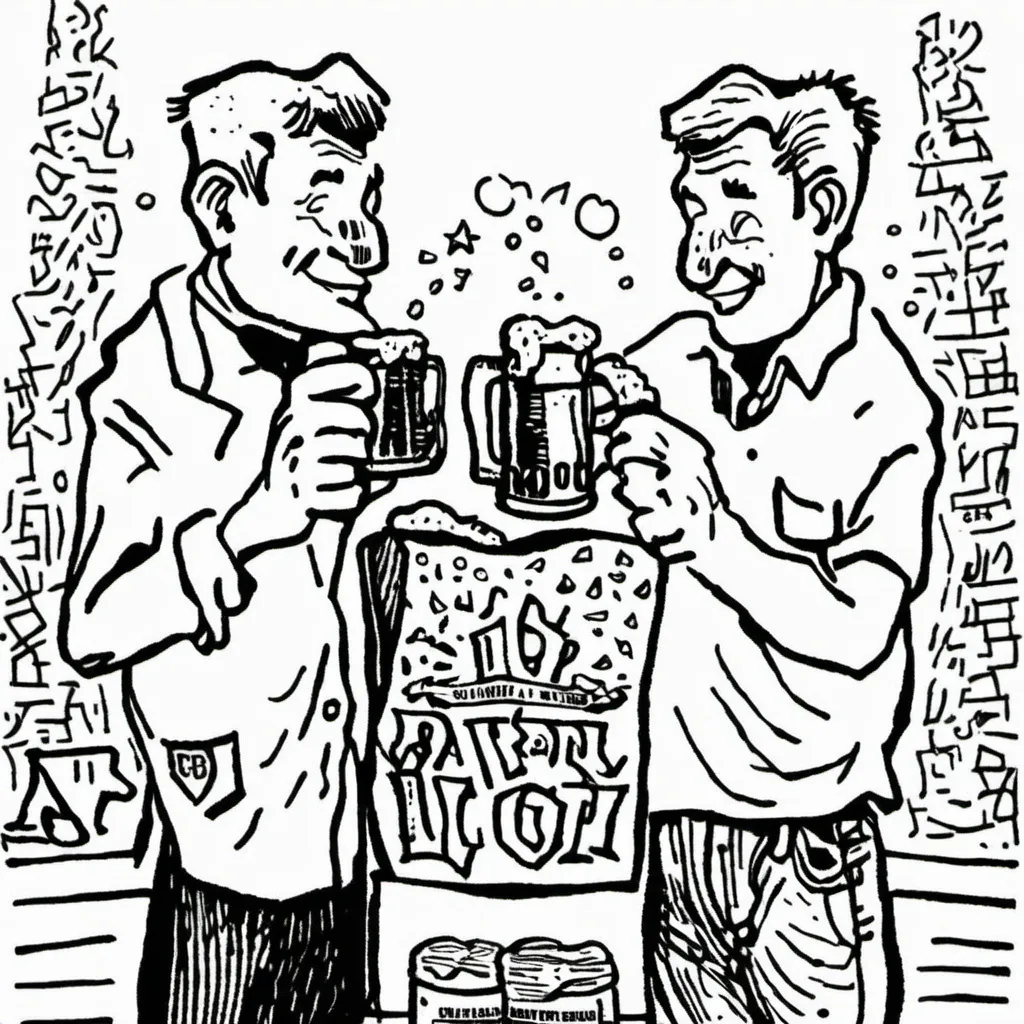 Prompt: (Black and white 68th birthday card for twin brother Jim), (beer theme), (Slippery Rock, PA elements), perfect for printing, tailored and personal. Contains phrase "Happy 68th Birthday"