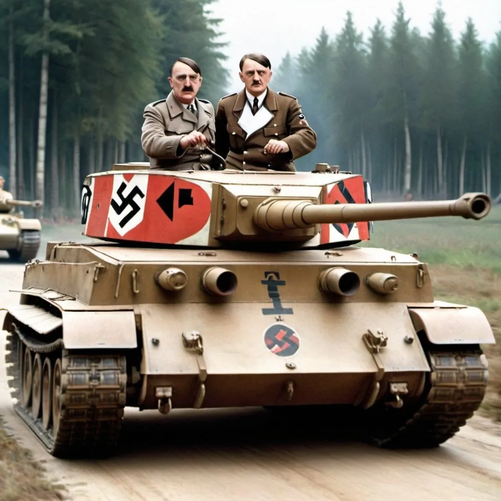 Prompt: Hitler driving tiger tank