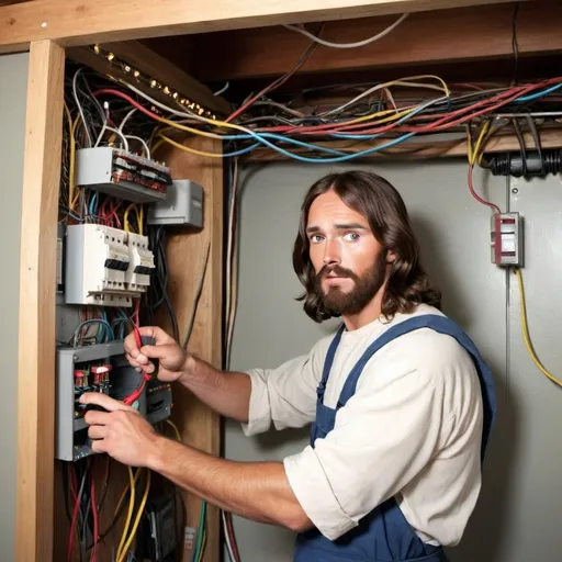 Prompt: Jesus as a electrician 