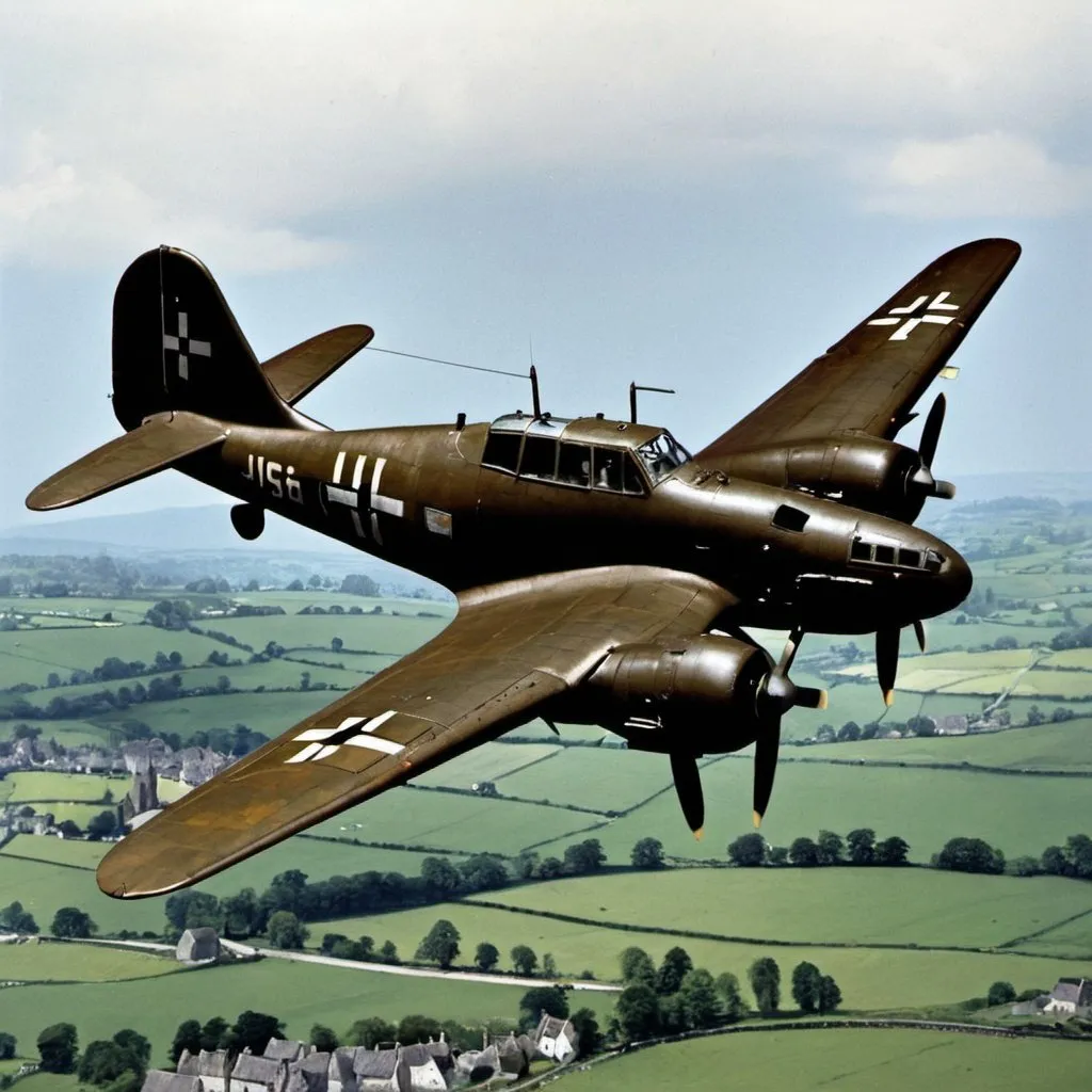 Prompt: Ju-87 bombarding rock of Cashel