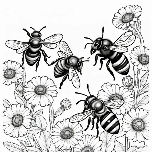 Prompt: abejas en su panal para colorear

