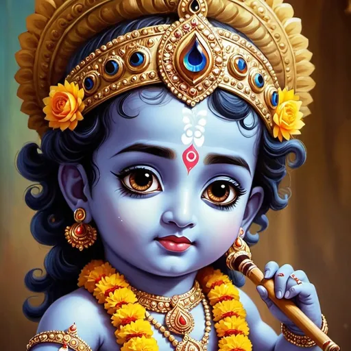 Prompt: create cute images of lord krishna
