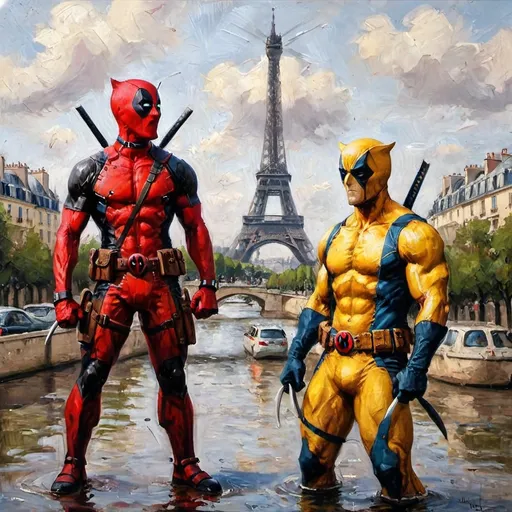 Prompt:  deadpool e wolverine a parigi

