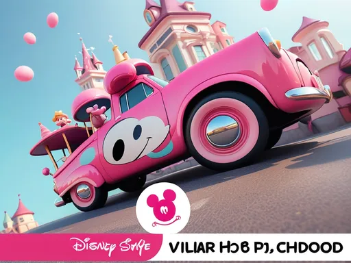 Prompt: disney style  (animated face), vibrant pink color,  cartoon style, whimsical design, surrounded by animated elements, fun atmosphere, playful vibe, capturing joy of childhood, ultra-detailed, HD quality.