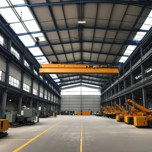 Prompt: inside of a factory with an overhead crane