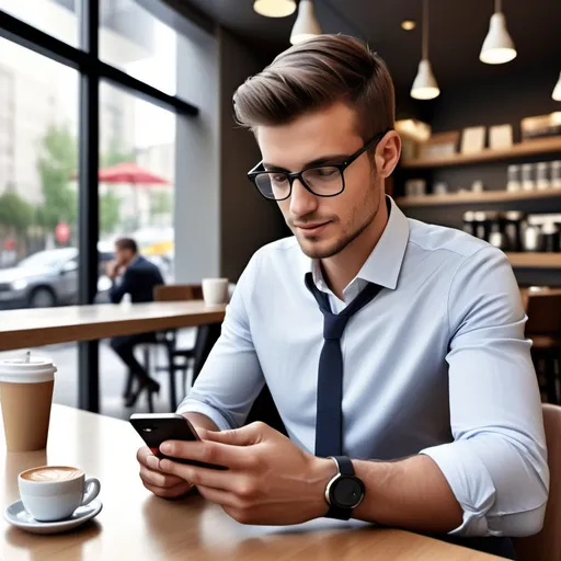 Prompt: A photorealistic depiction of a customer using a bank's digital application on a smartphone. The customer, a young professional in business casual attire, is sitting at a modern cafe table with a cup of coffee nearby, using a sleek smartphone. The phone screen displays a clean and intuitive digital banking application interface, showing account balance, recent transactions, and a button to transfer money.

The setting is a cozy, well-lit cafe with large windows allowing natural sunlight to pour in, creating soft shadows. The background includes other customers working on laptops, some chatting, and baristas preparing drinks at the counter, all slightly blurred to keep the focus on the main subject.

Glowing digital elements subtly emerge from the phone, representing the secure exchange of data with the bank's system. These glowing streams are styled in soft shades of blue and green, giving the image a modern, tech-focused feel.

Artistic Style Tags: Photorealistic rendering, high detail, ultra HD, natural lighting, realistic reflections, digital banking application interface, glowing data streams, cozy urban cafe setting, soft blurred background, vibrant colors, and seamless integration of technology into everyday life.

Aspect Ratio: Wide (1792x1024)