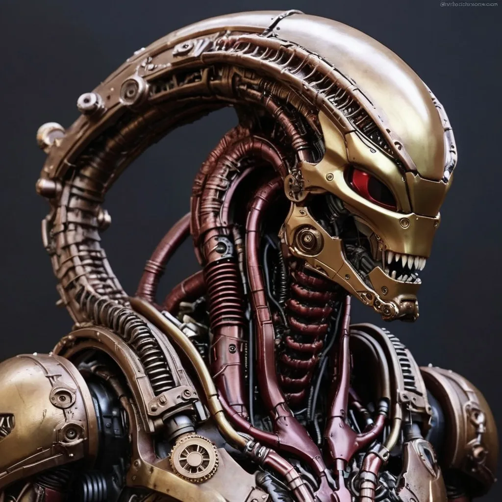 Prompt: Ultra realistic xenomorph ironman in steampunk style