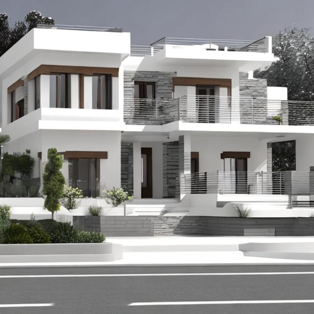 Prompt: plateau house, sketch, villa, 4d, white color
