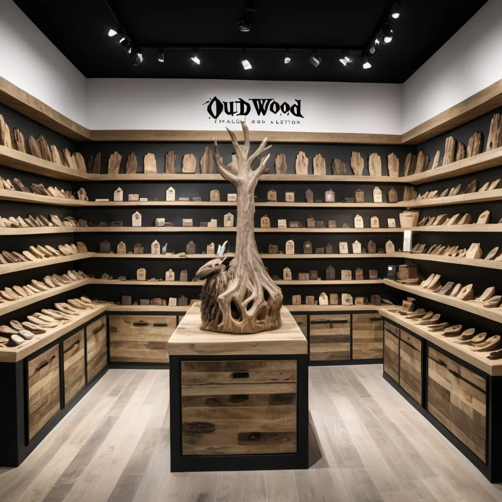 Prompt: Create a customer immersive oud wood retail collection store display images