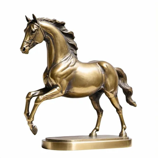 Prompt: a galoppinf horse statue in brass with no background
