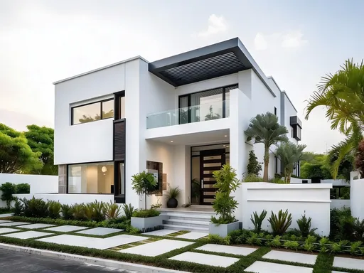 Prompt: Modern house exterior color white 